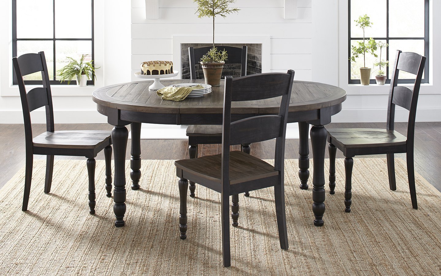 Madison County Vintage Black Extendable Round Dining Room Set 1stopbedrooms