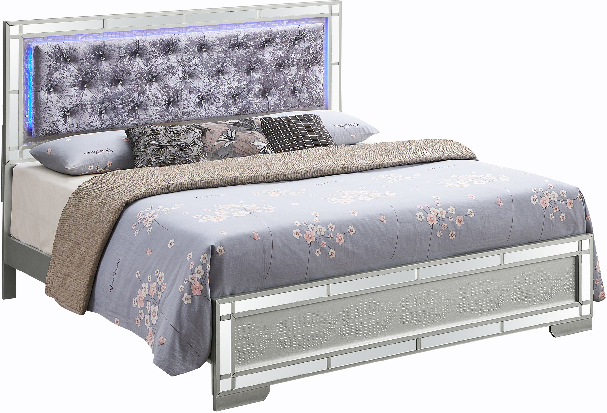 Madison King Bed In Silver Champagne by Glory 1StopBedrooms
