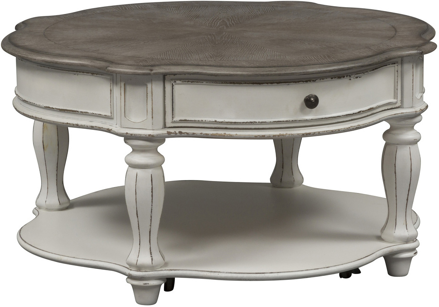 Magnolia Manor Antique White Round Cocktail Table by Liberty | 1StopBedrooms