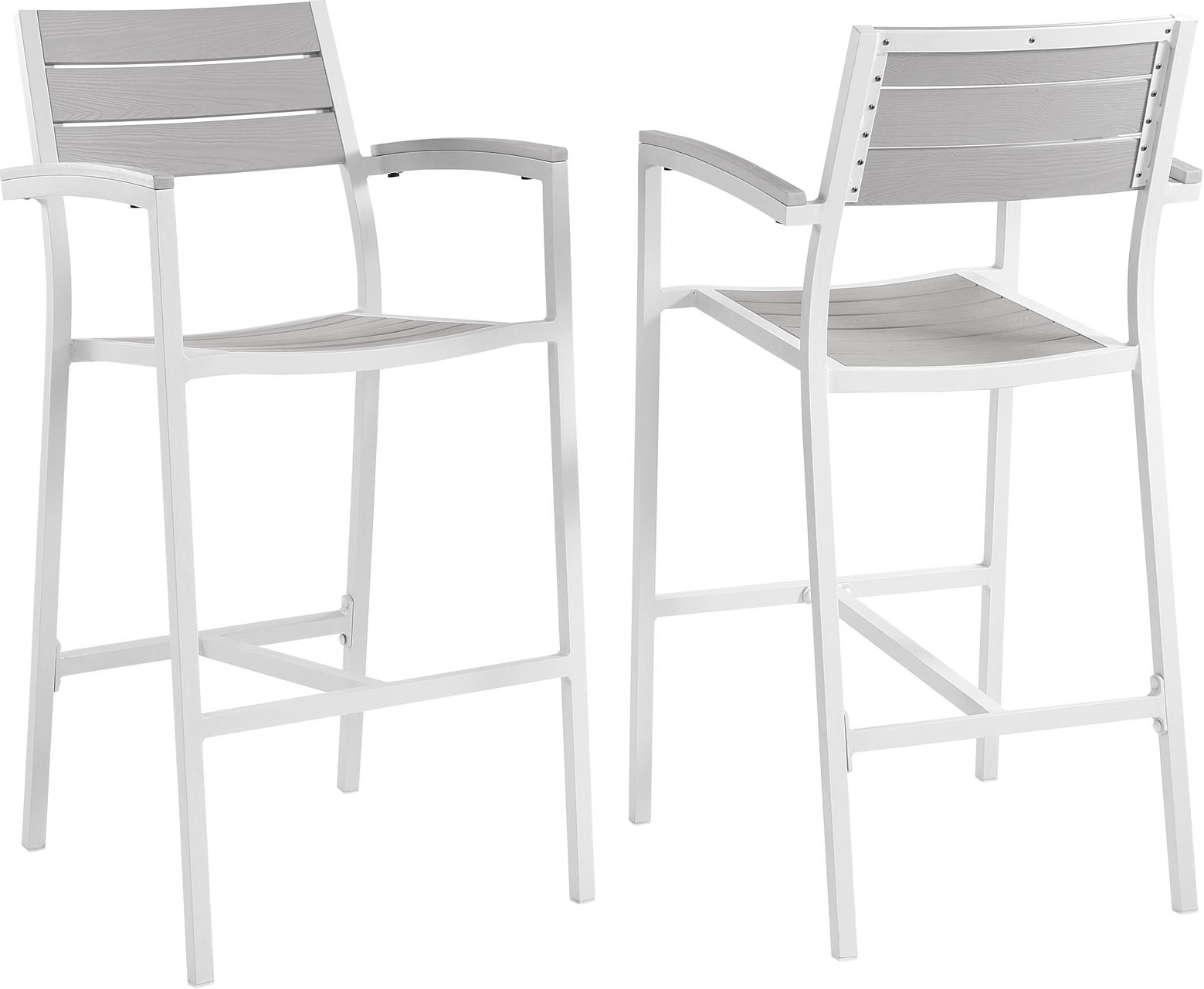 Maine White Light Gray Bar Stool Outdoor Patio Set Of 2 Eei 1740