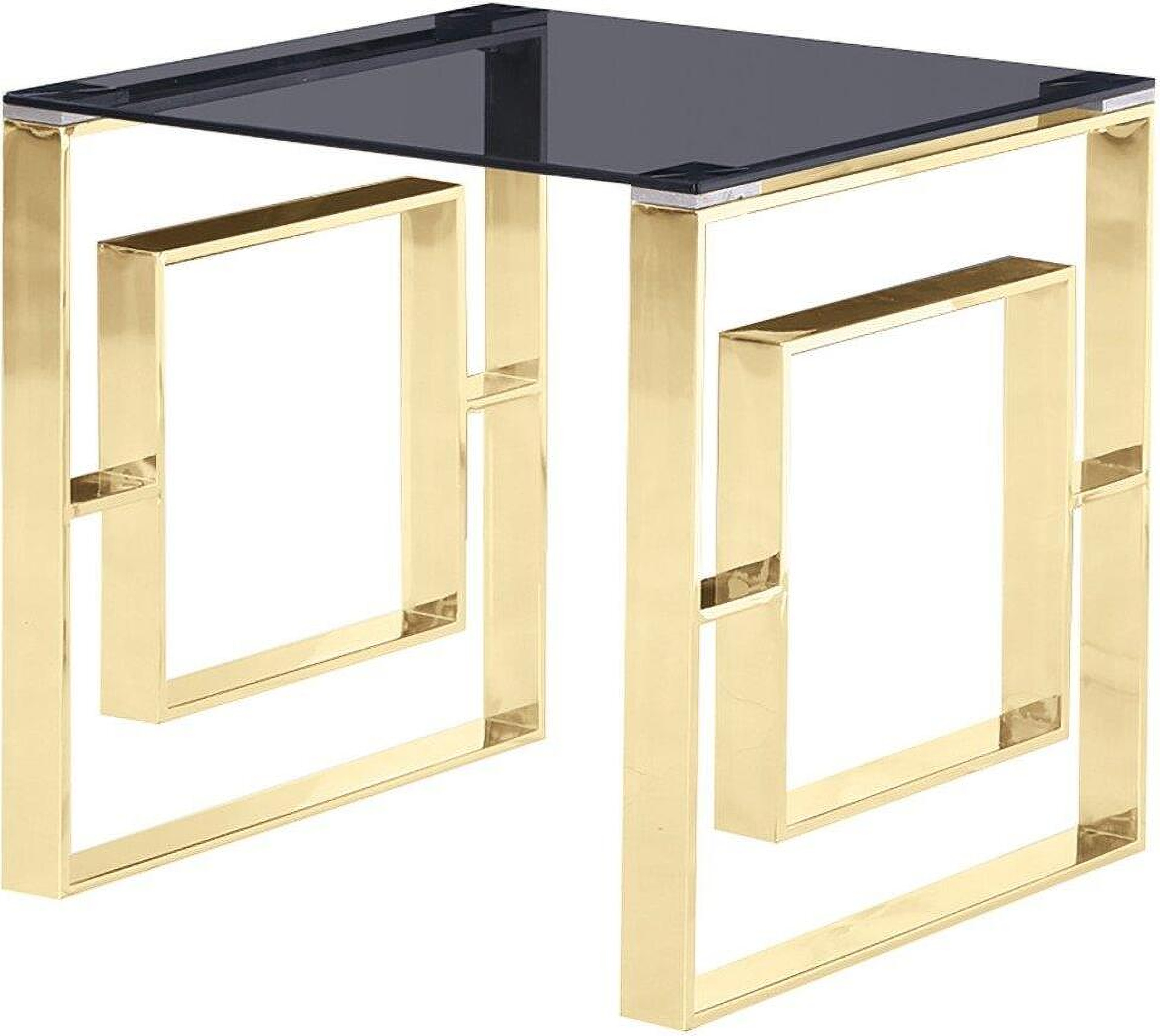 Mallory Stainless Steel And Smoked Glass End Table In Gold by Best ...