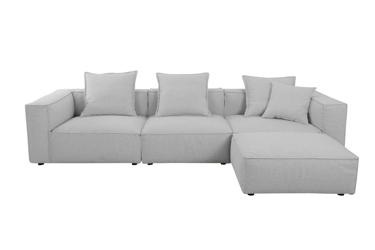 Malta 3S Sectional With Ottoman In Clamshell Herring 1StopBedrooms