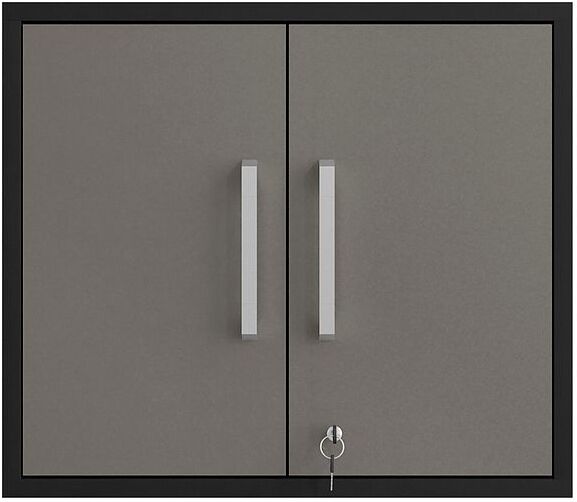 Manhattan Comfort Eiffel Floating Garage Storage Cabinet with Lock and Key in Grey Gloss