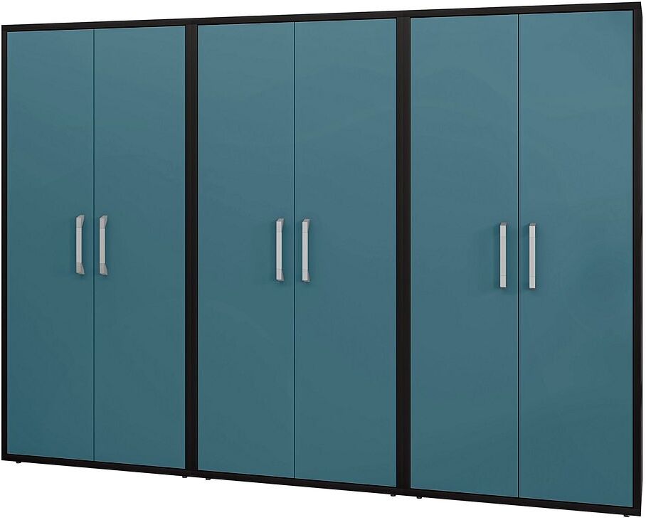 Manhattan Comfort Eiffel Floating Garage Storage Cabinet with Lock and Key in Grey Gloss