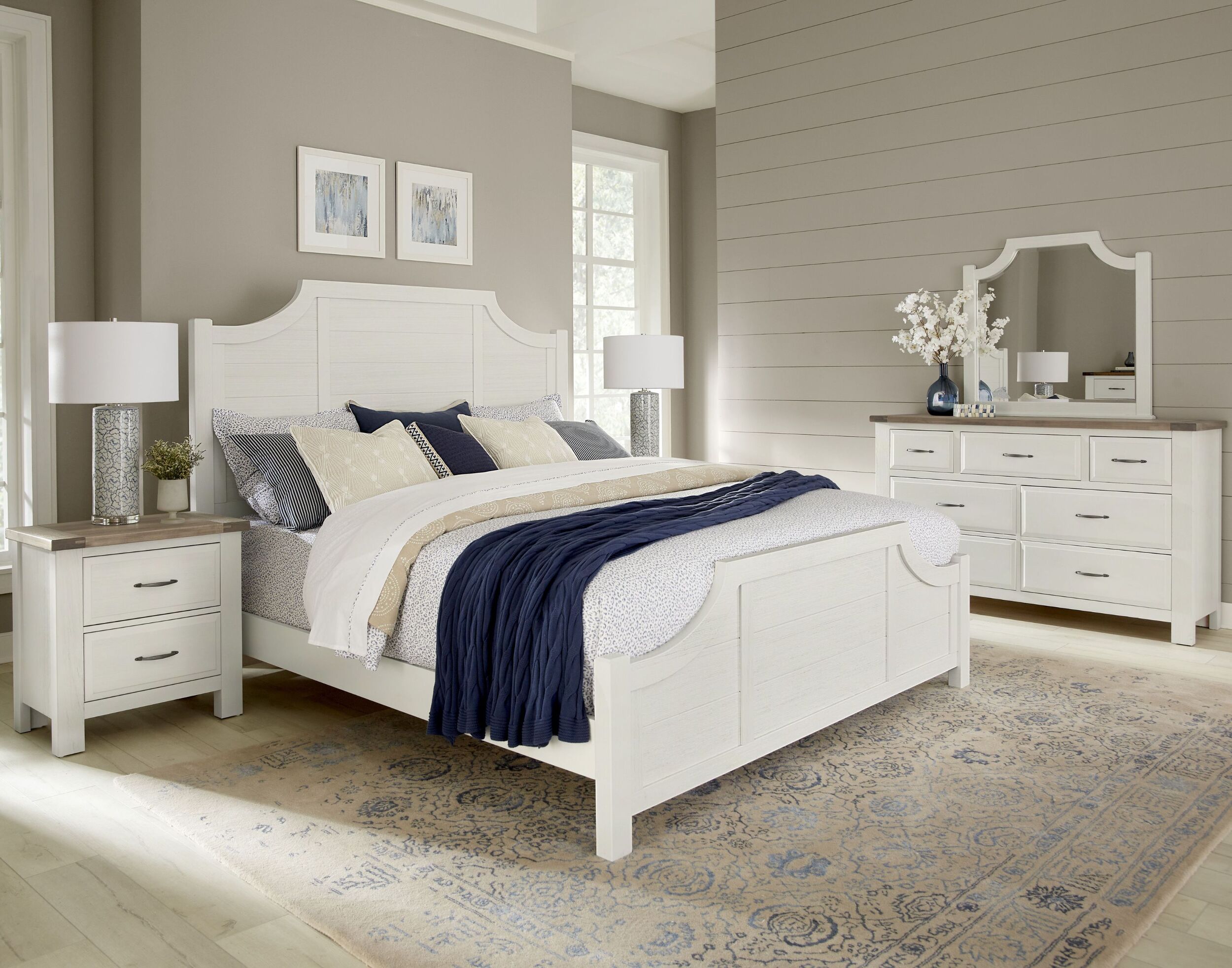 Maple Road Soft White Scalloped Panel Bedroom Set by Artisan