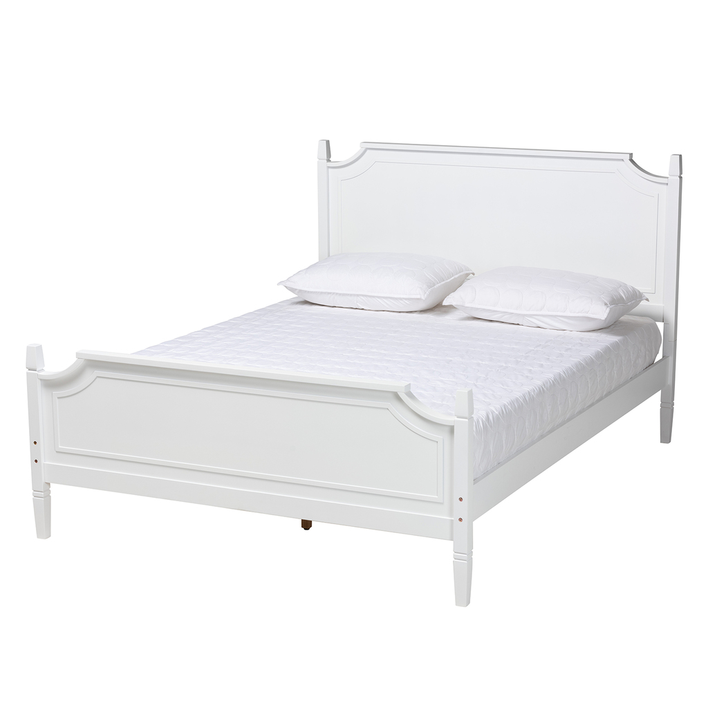 Mariana Wood Queen Platform Bed In White by Baxton Studio