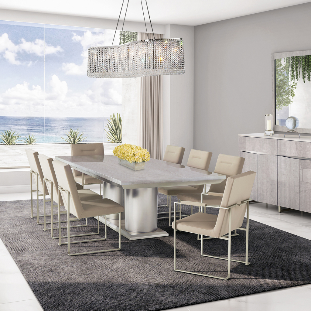 Marin Rectangular Dining Room Set In Greige by Michael Amini ...