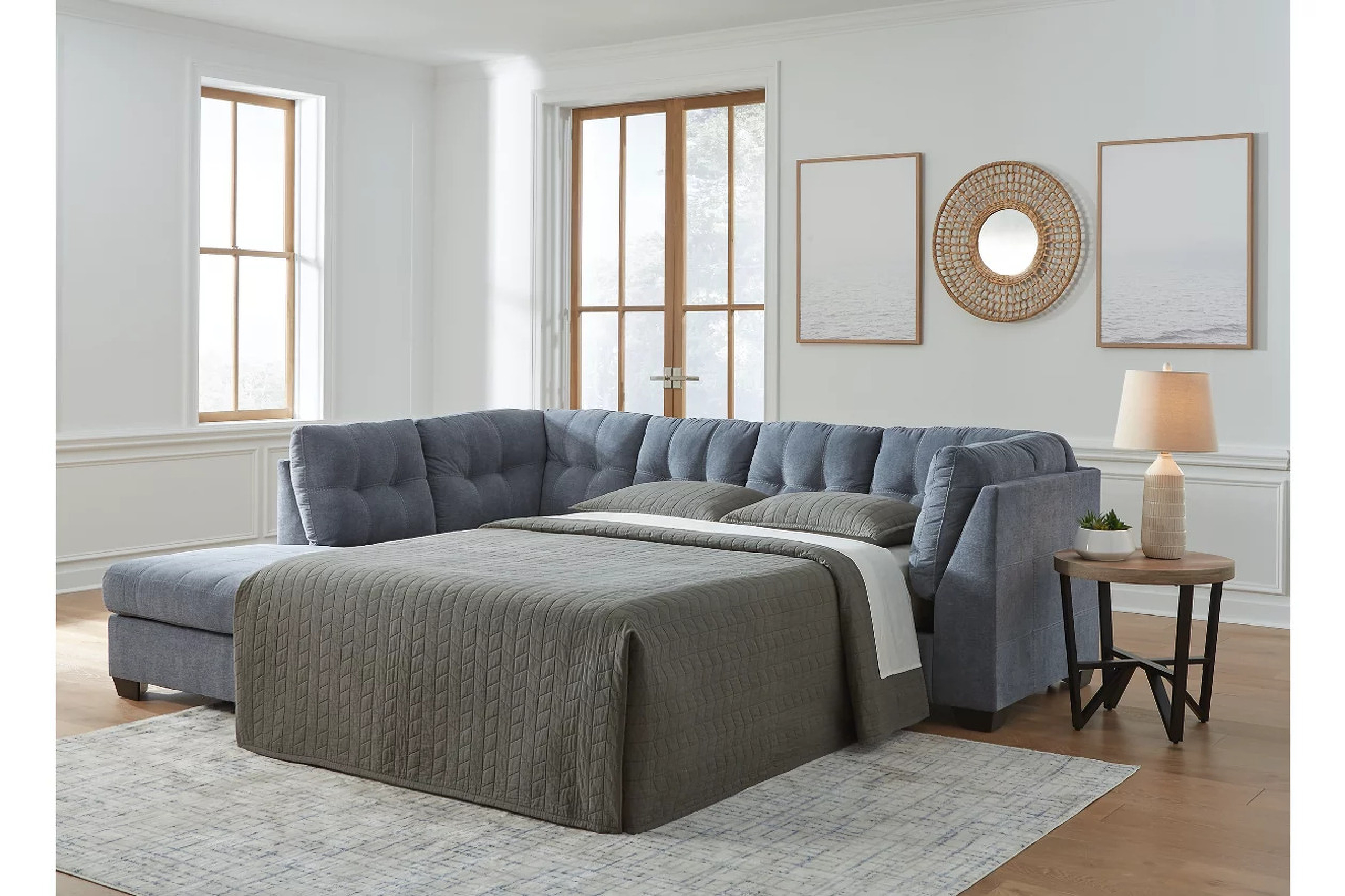 楽天 送料無料にならない Sectional Sleeper LAF 2-Piece Marleton With Denim In Chaise その他