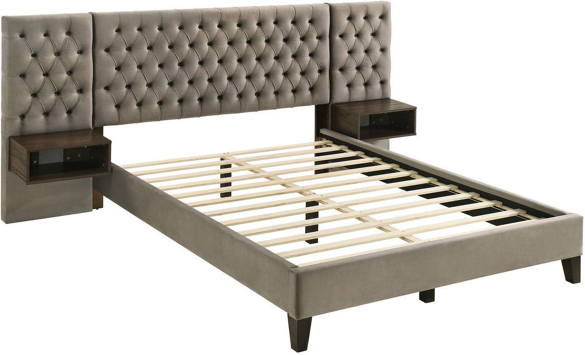 Marley Upholstered Eastern King Platform Bed With Headboard Panels Light Brown By Coaster Marley Upholstered Eastern King Platform Bed With Headboard Panels Light Brown By Coaster