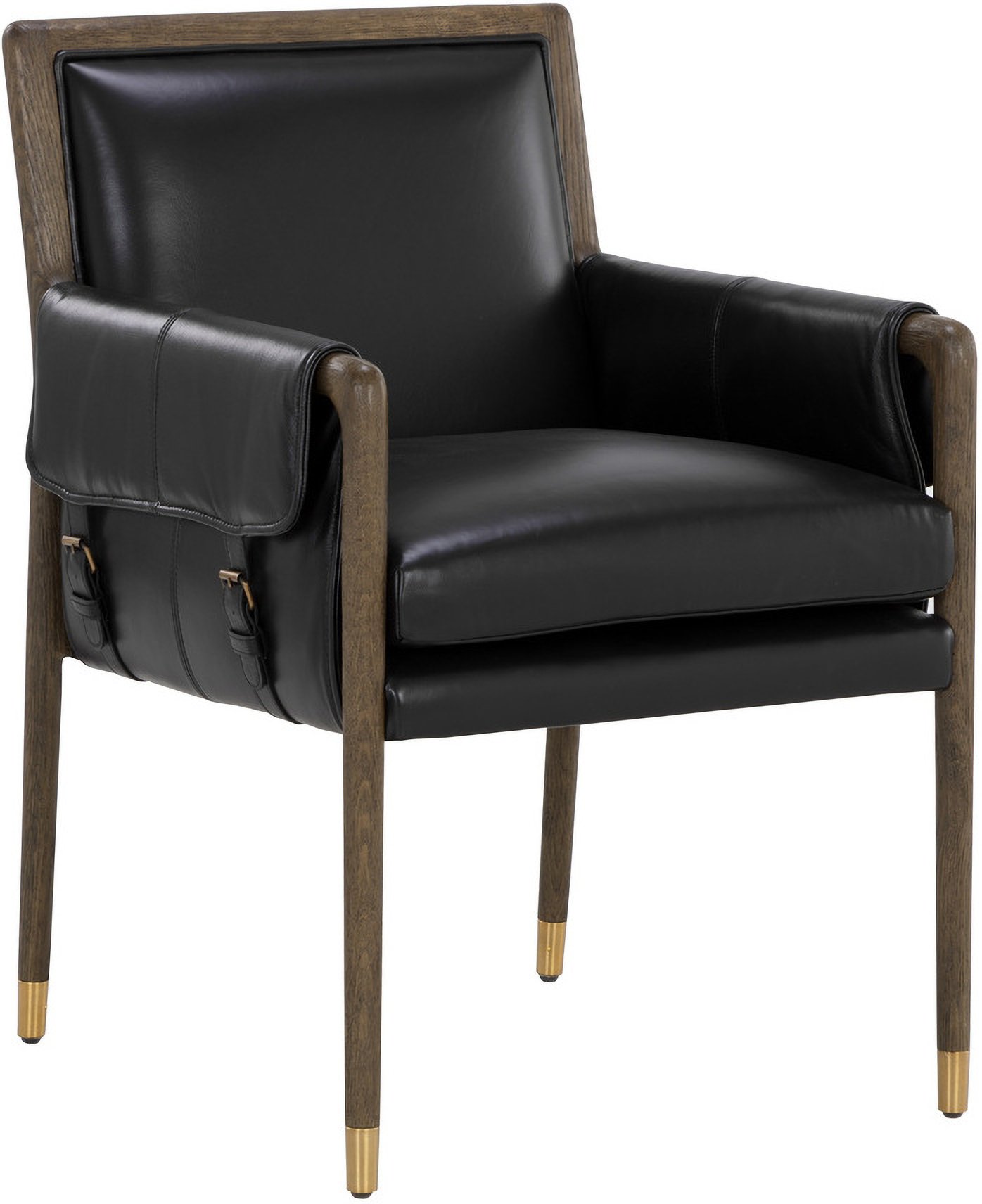 Mauti Dining Armchair In Distressed Brown and Cortina Black Leather by ...