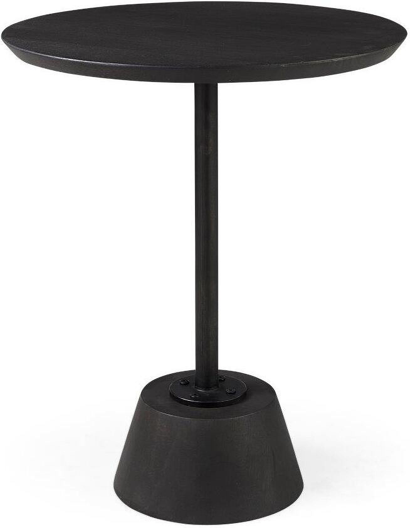 Maxwell 20 Inch Round Dark Brown Wood With Black Metal Pedestal