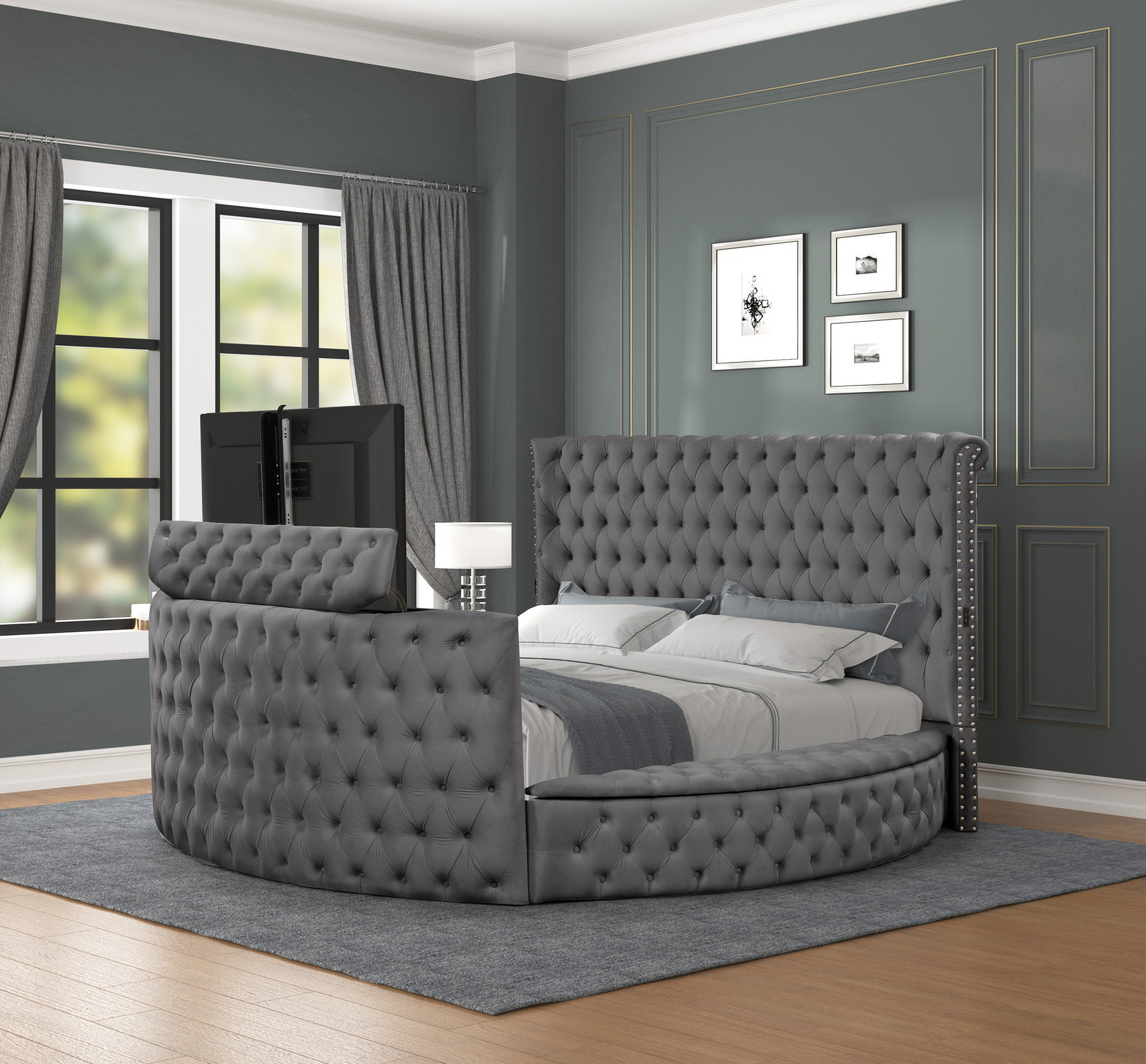 Maya Queen Bed Made with Wood In Gray by Galaxy Home Furnishings