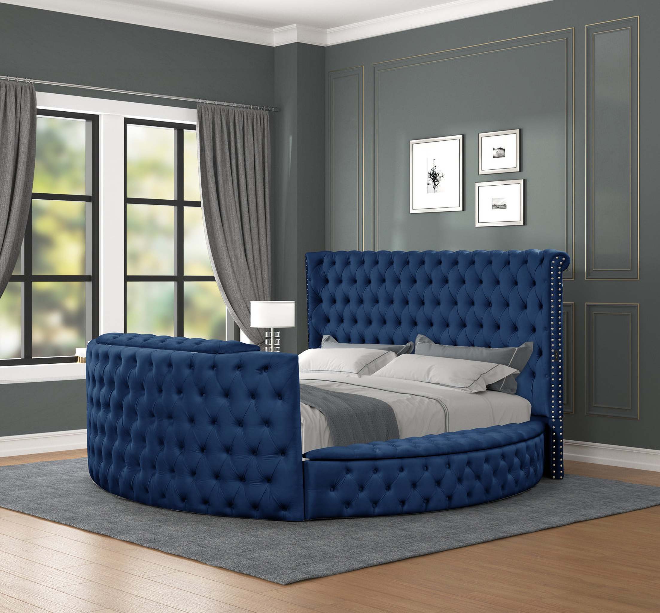 Maya Queen Bed Made with Wood In Navy 1StopBedrooms