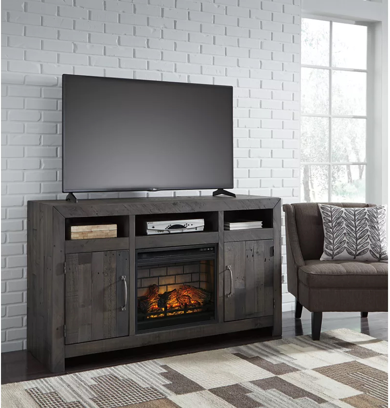 Chanceen Dark Brown 60 Tv Stand With, Chanceen 60 Tv Stand With Electric Fireplace
