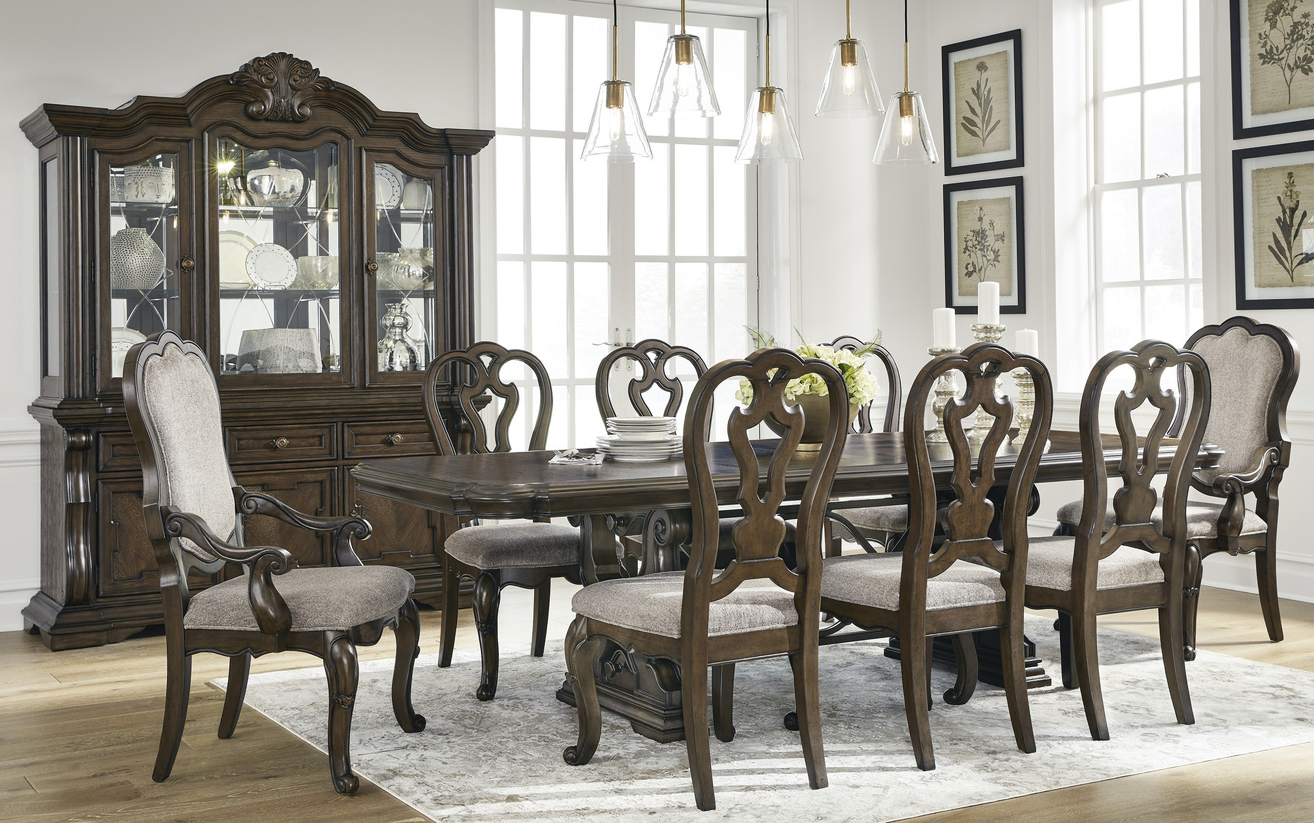 Maylee Dark Brown Extendable Dining Room Set by Ashley Furniture 1StopBedrooms