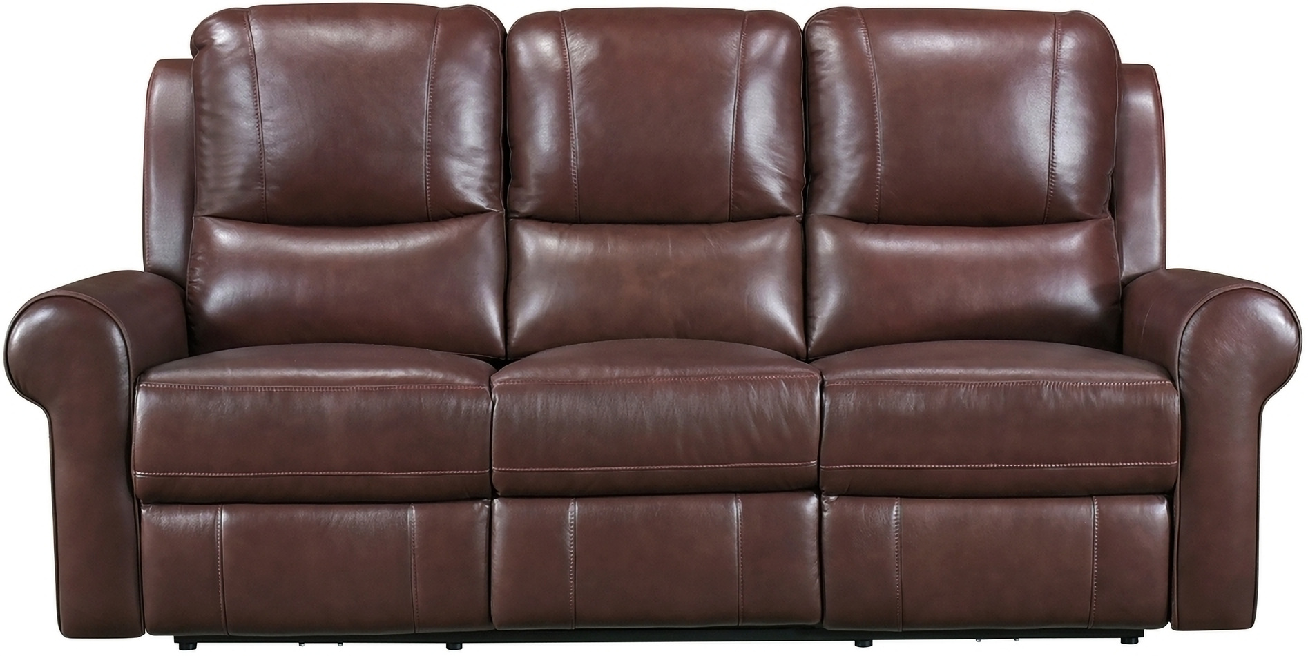 Montague Dual Power Headrest And Lumbar Support Reclining Sofa In Genuine  Brown Leather by Armen Living