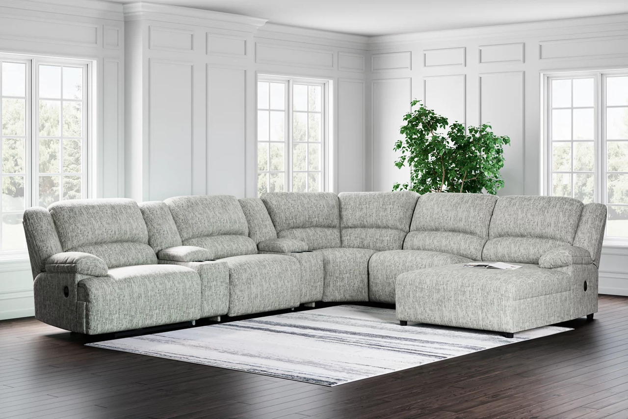 Mcclelland 7 Piece Reclining Sectional With Chaise In Gray by