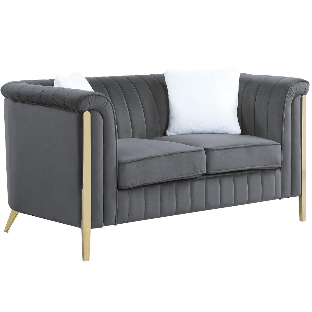 Melania Modern Gray Velvet Loveseat 1StopBedrooms