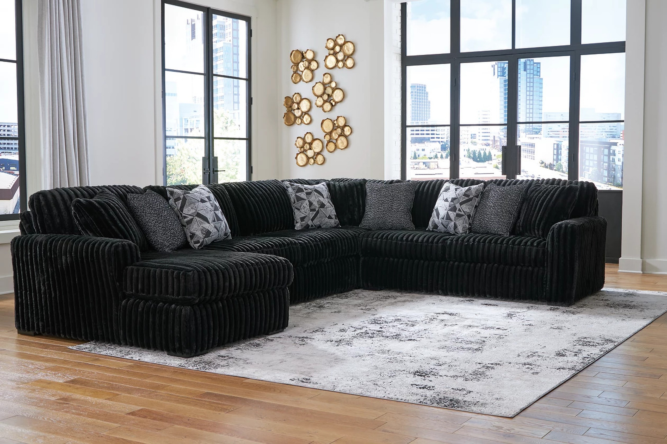 Midnight-Madness 4-Piece Sectional With LAF Chaise In Onyx by