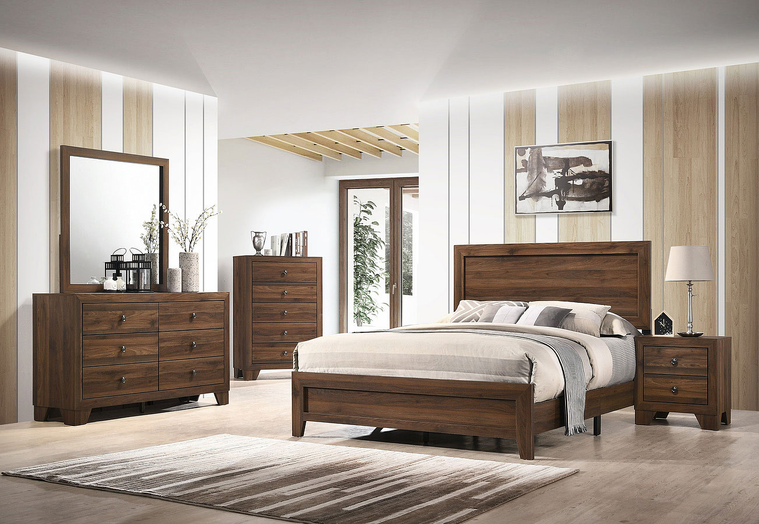 Millie Panel Bedroom Set (Brown Cherry) by Crown Mark | 1StopBedrooms
