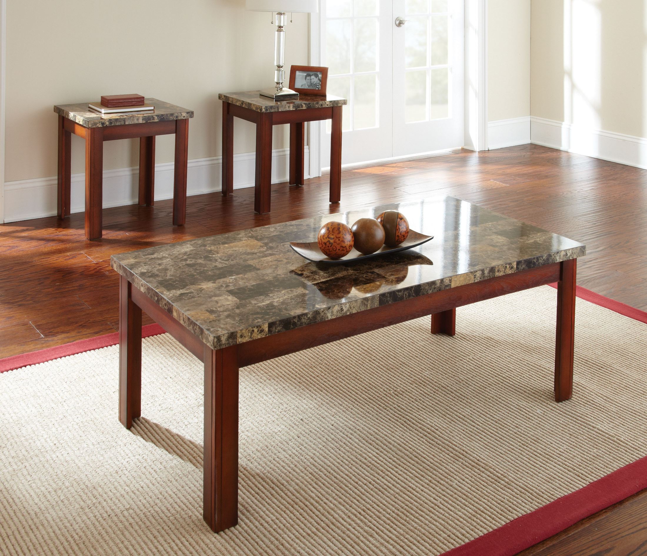 Steve Silver Montibello 3 Piece Marble Top Occasional Table Set