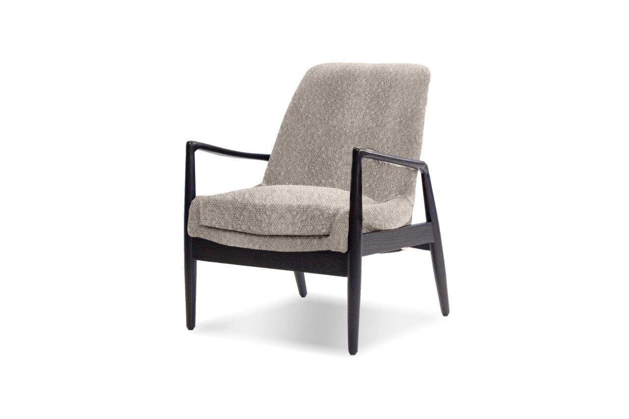 Reynolds Black Matte Frame And Smoke Boucle Fabric Lounge Chair by