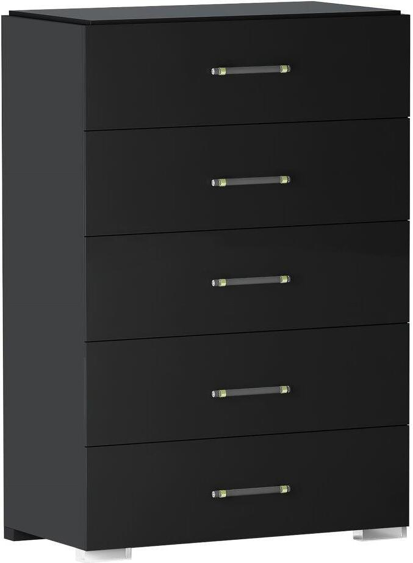 Modern 5 Drawer Gloss Black Bedroom Chest by Chintaly Imports