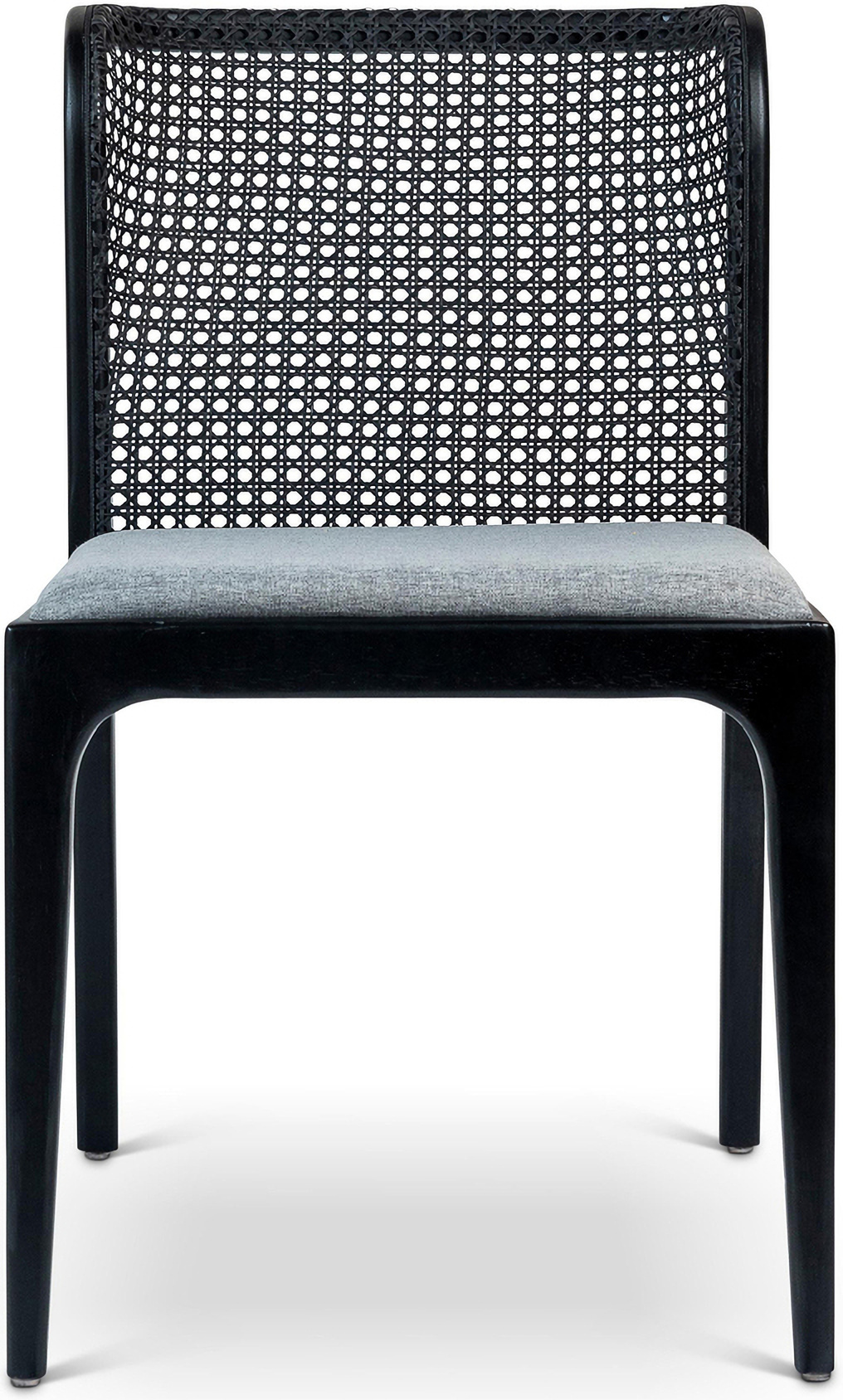 Modern Brazilian Eloa Cane Side Chair In Essence Grey Seat, Ebano Frame and  Ebano Cane Webbing | 1StopBedrooms