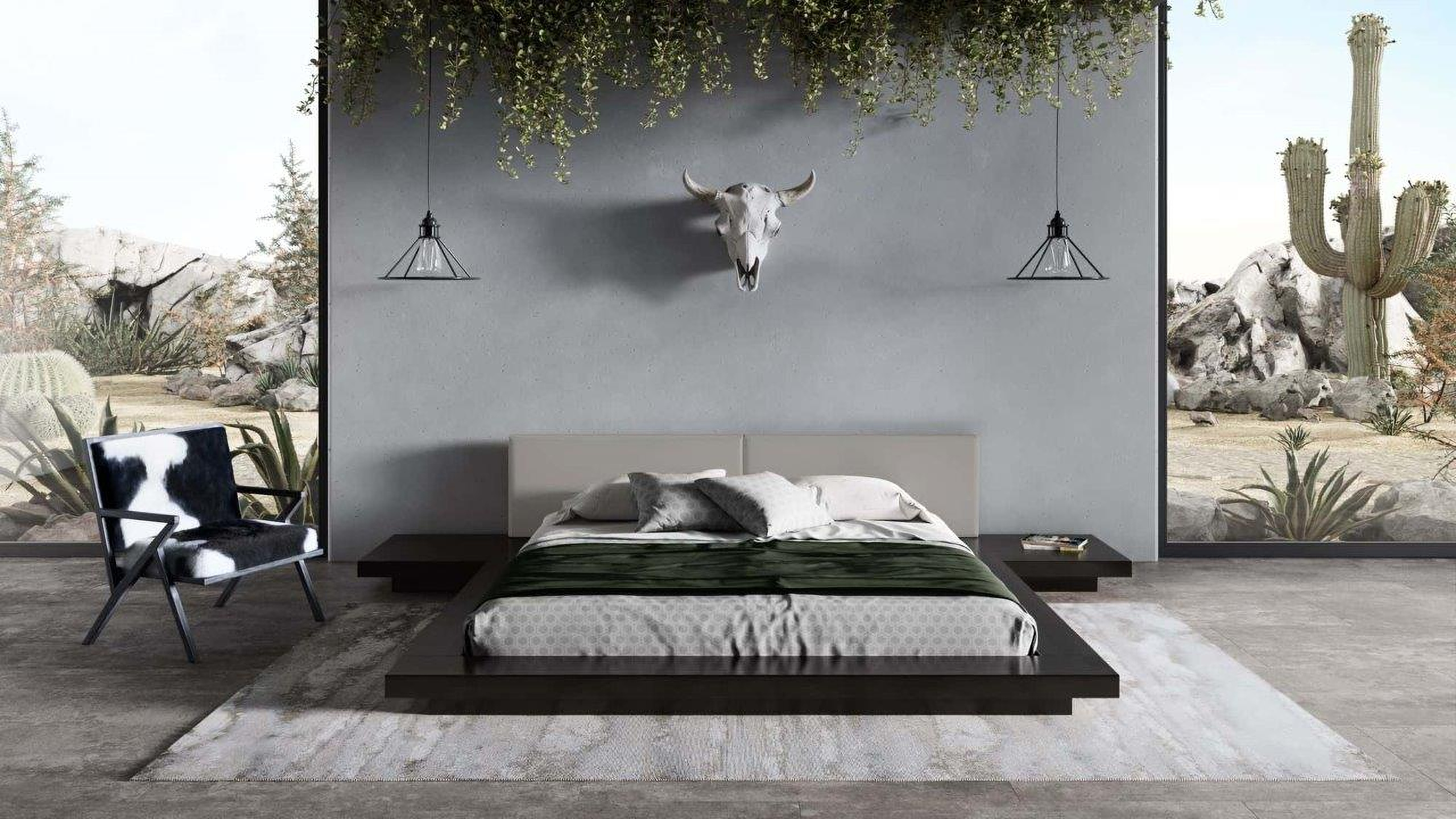 Modrest Tokyo Queen Contemporary Black And Grey Platform Bed by 
