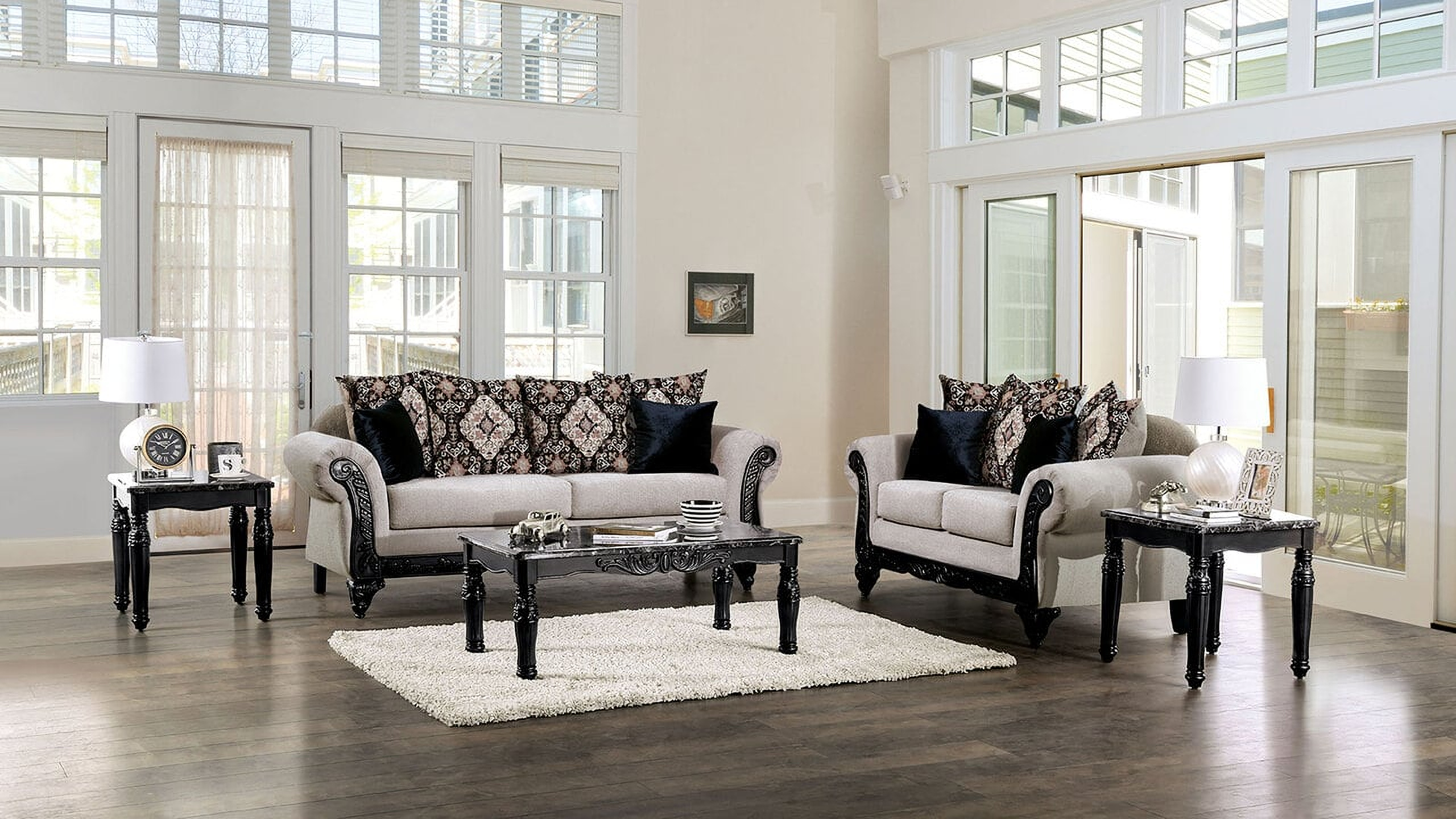 Molfetta Living Room Set In Light Brown/Black by Furniture of America ...