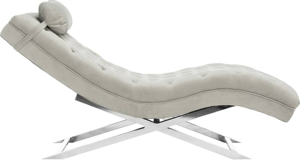 Monroe Grey Chaise with Headrest Pillow FOX6286C by Safavieh