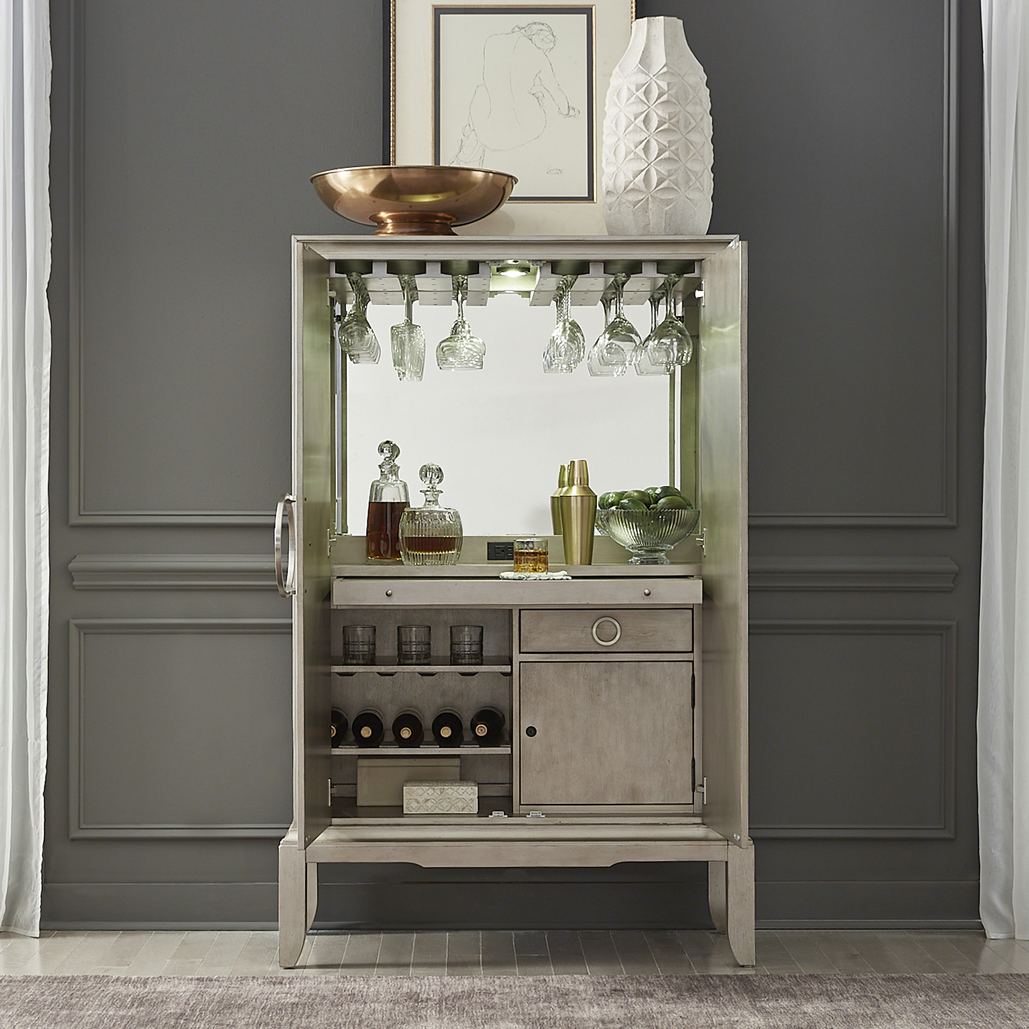 Ashley heights home hotsell bar wine cabinet