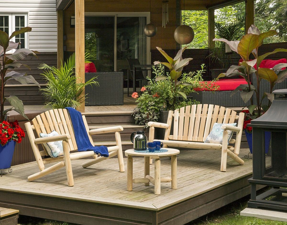 White Cedar Outdoor Coffee Table and 2 Settees 1StopBedrooms