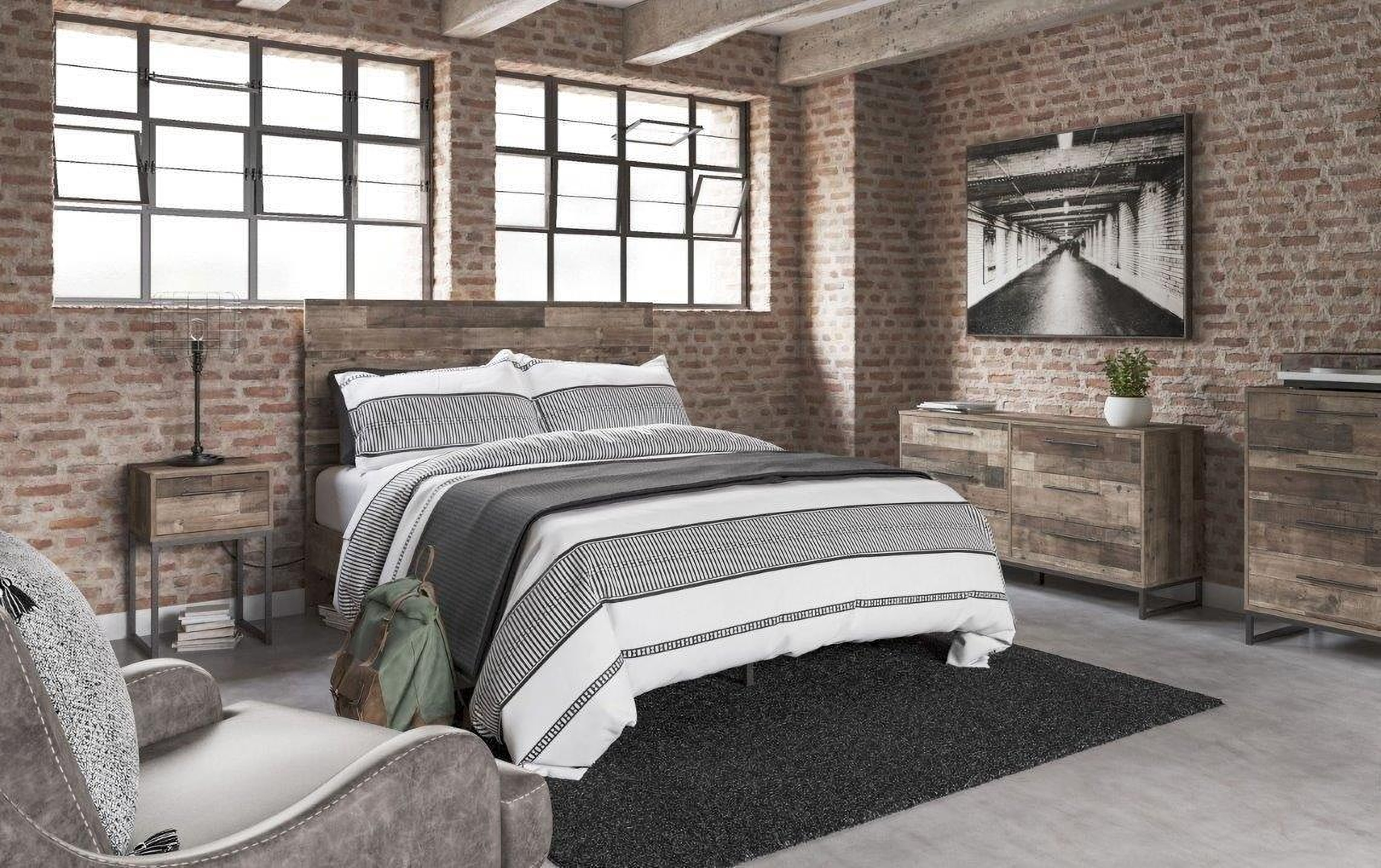 Neilsville Multi Gray Platform Bedroom Set by Ashley Furniture