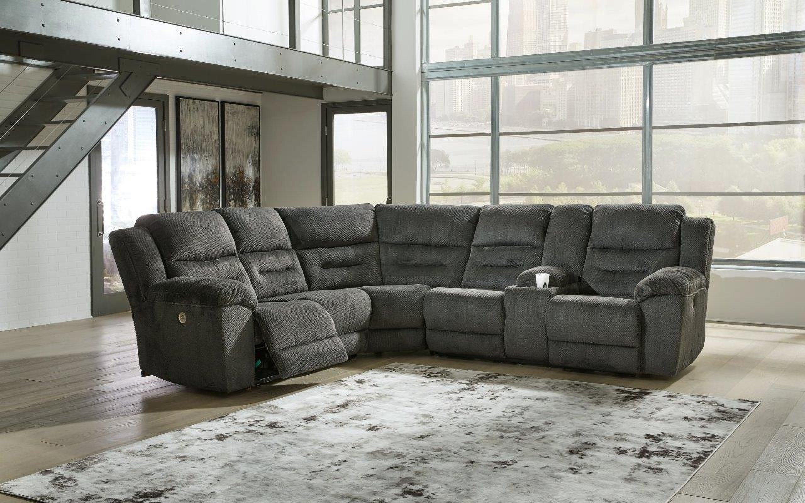 Nettington 3-Piece RAF Power Reclining Sectional In Smoke by Ashley ...