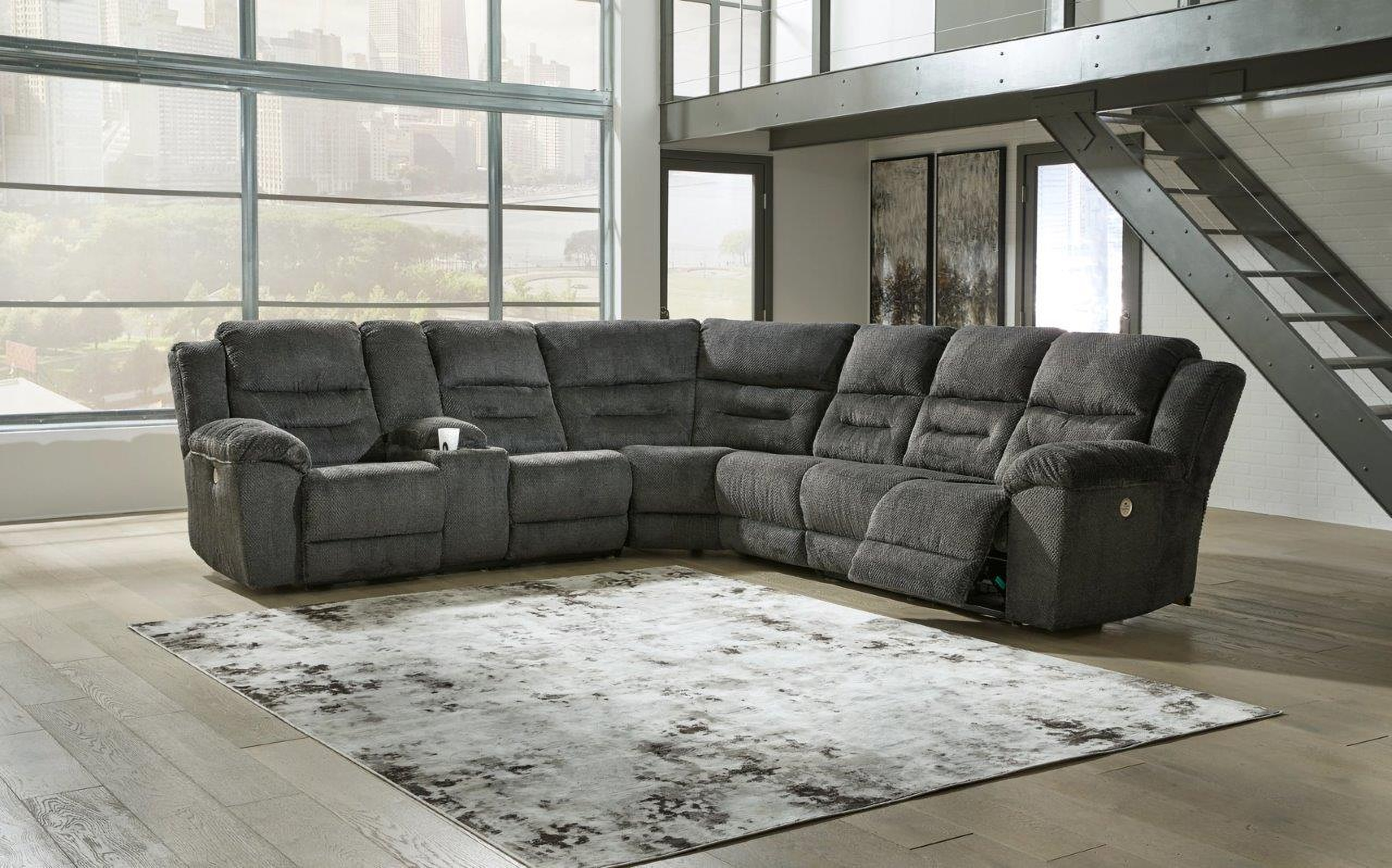 Nettington 4-Piece LAF Power Reclining Sectional In Smoke by Ashley ...