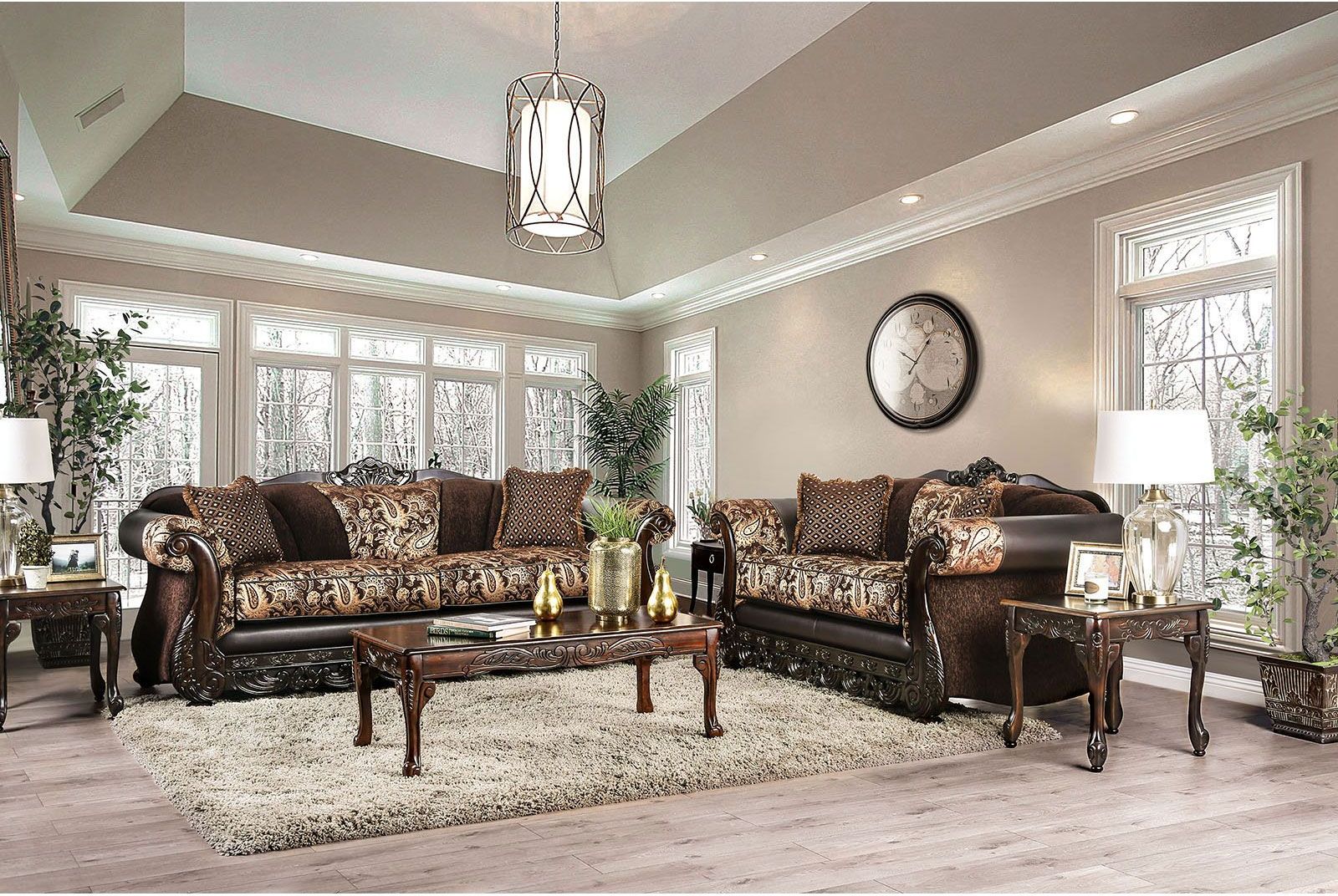 Newdale Brown And Gold Living Room Set by Furniture of America ...