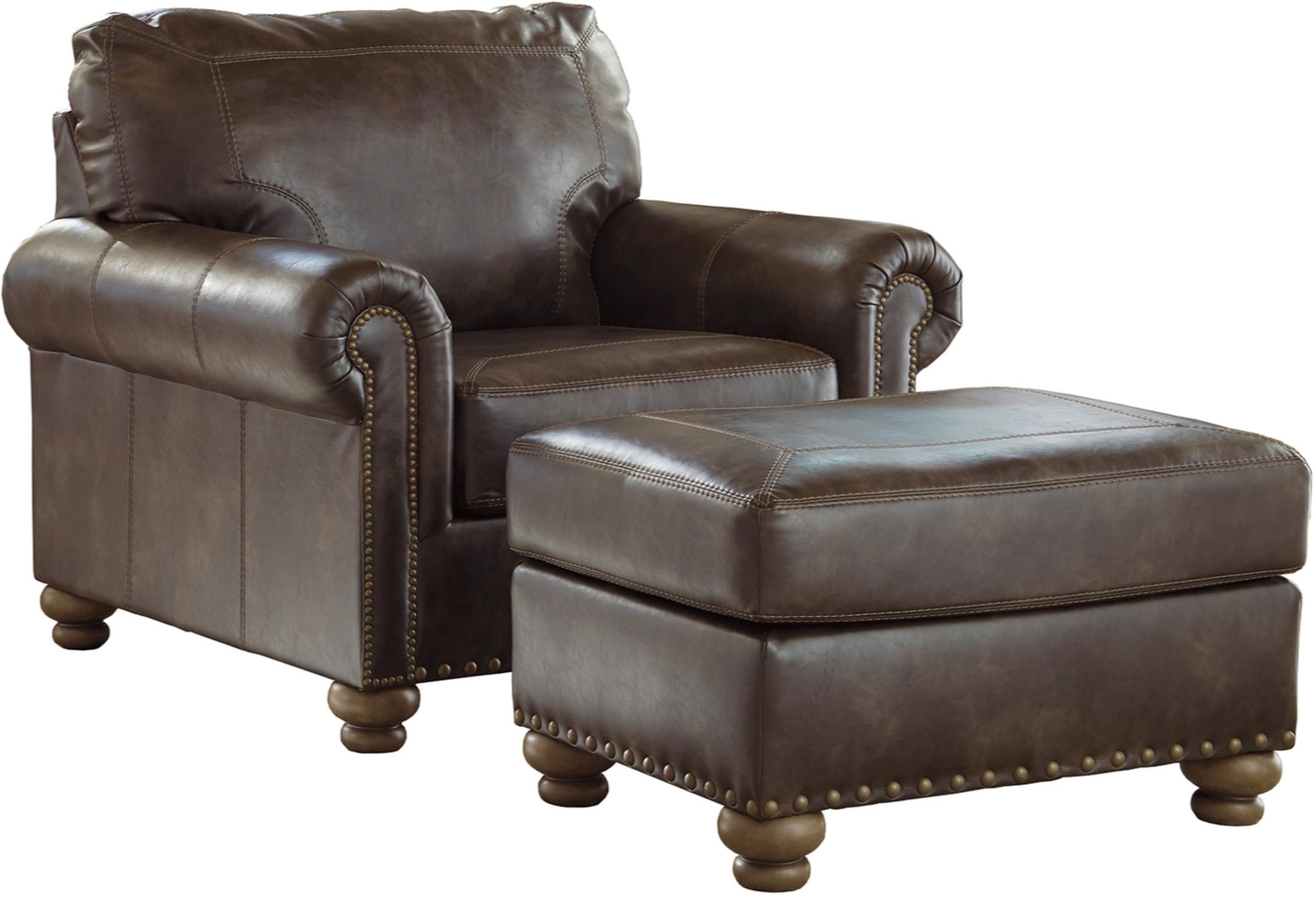 Ashley furniture leather chair and online ottoman