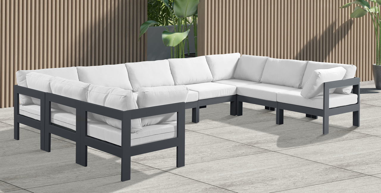 Nizuc White Waterproof Fabric Outdoor Patio Modular Sofa