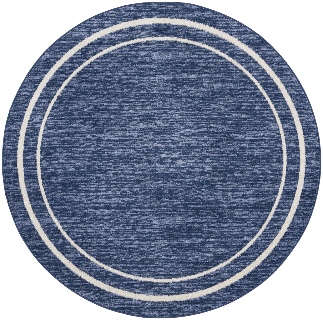Nourison Essentials 4' x 4' Round Rug In Navy and Ivory | 1StopBedrooms