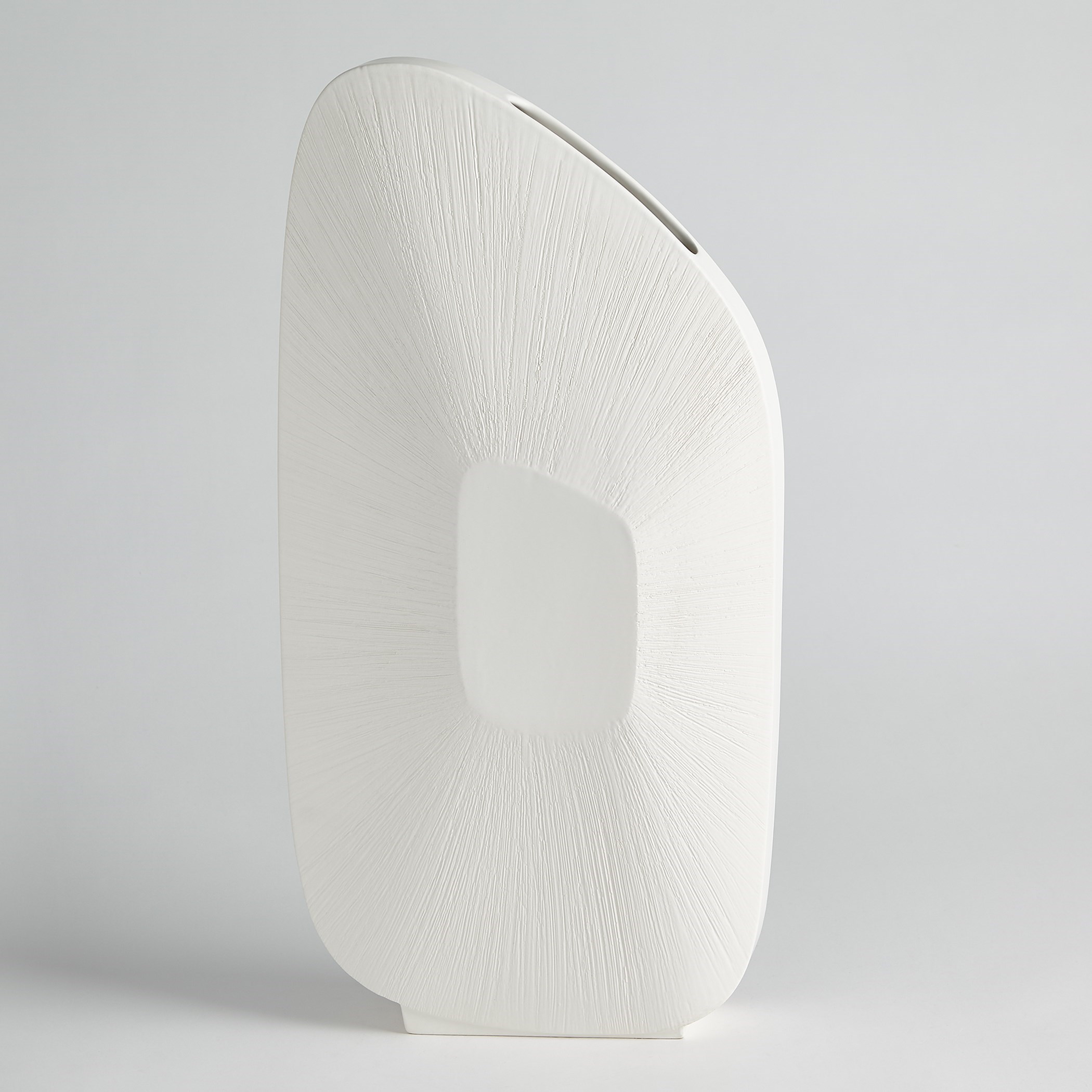 Offset Square Scratch Tall Vase In Matte White by Global Views