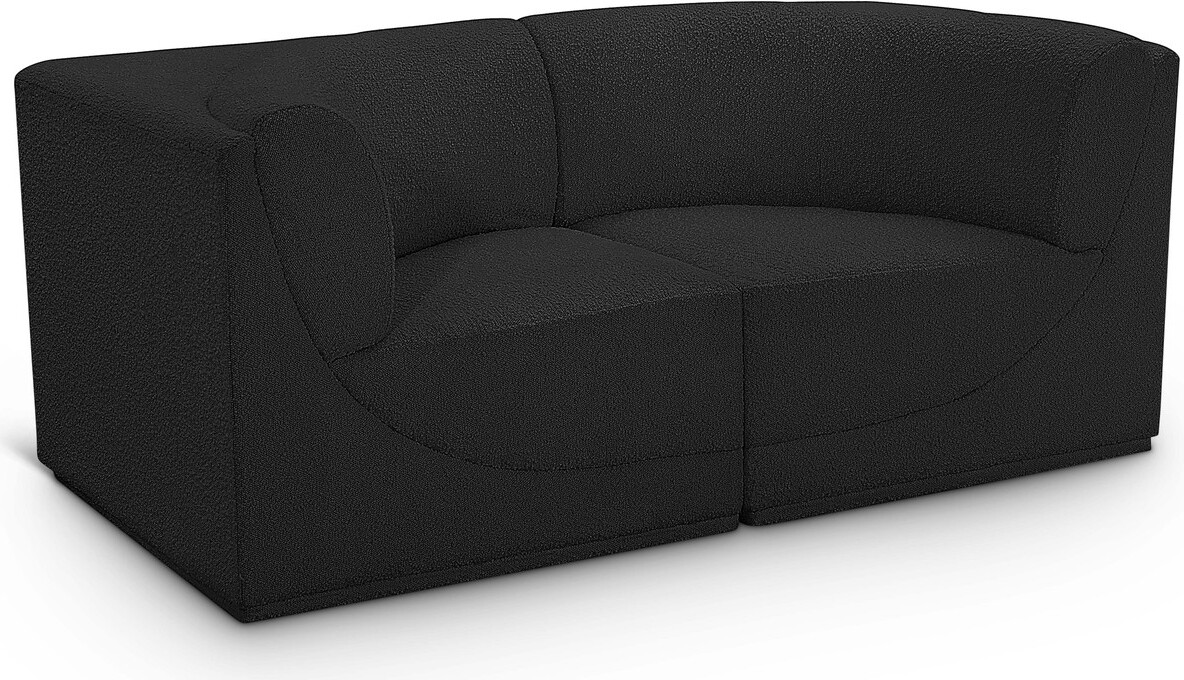 Ollie boucle fabric 2 seater modular sofa with arm support in black by