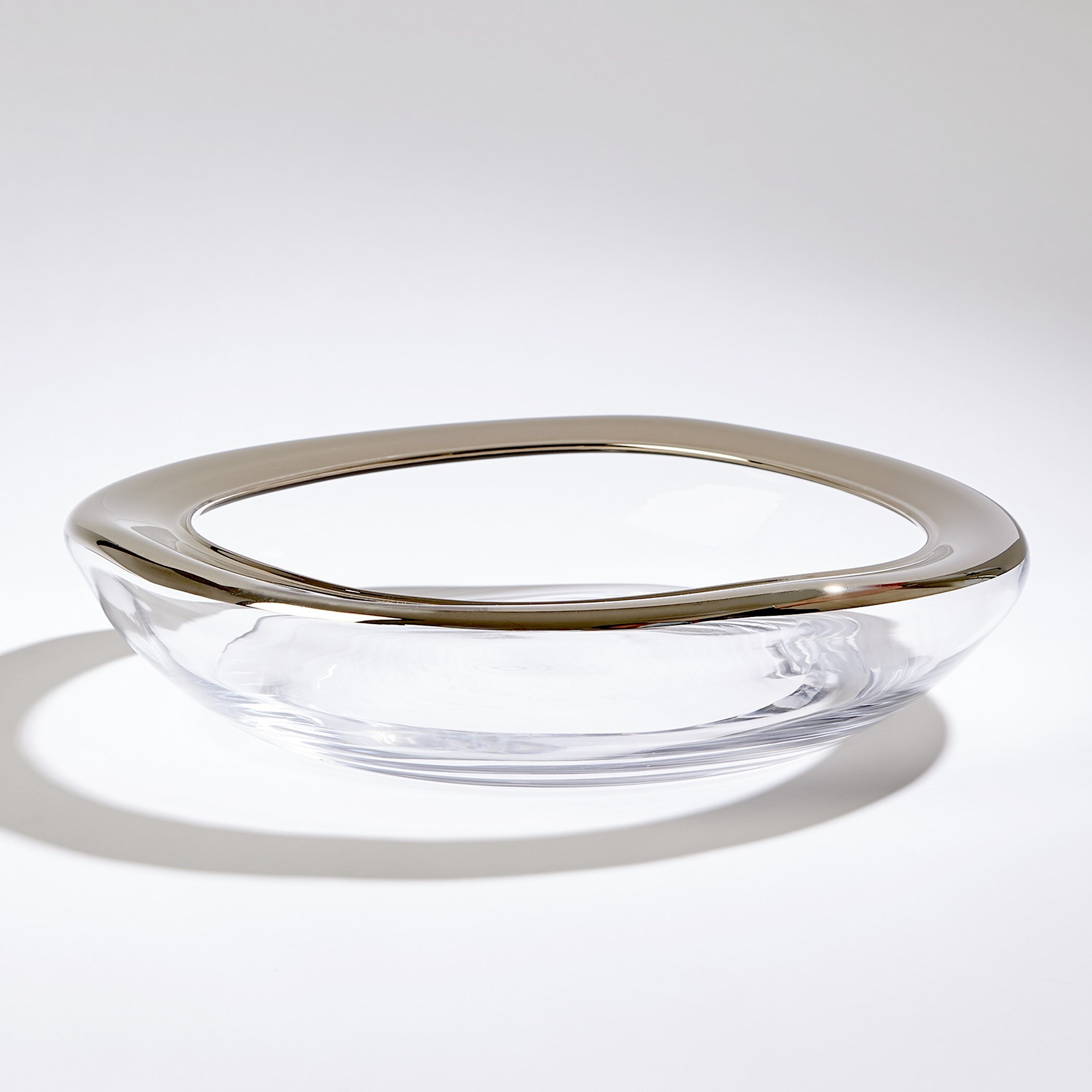 Organic Formed Bowl In Platinum Rim