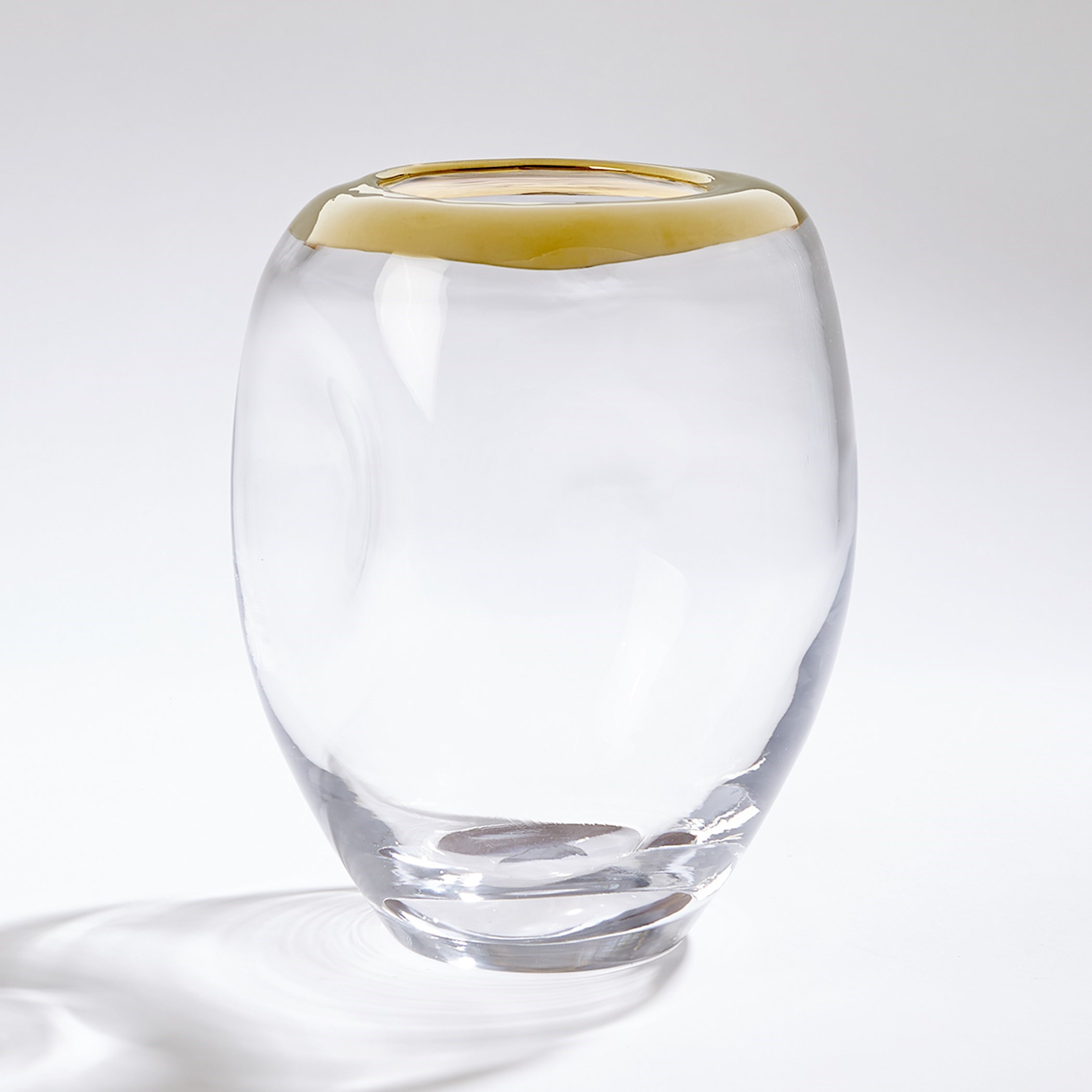 Organic Formed Medium Vase In Gold Rim