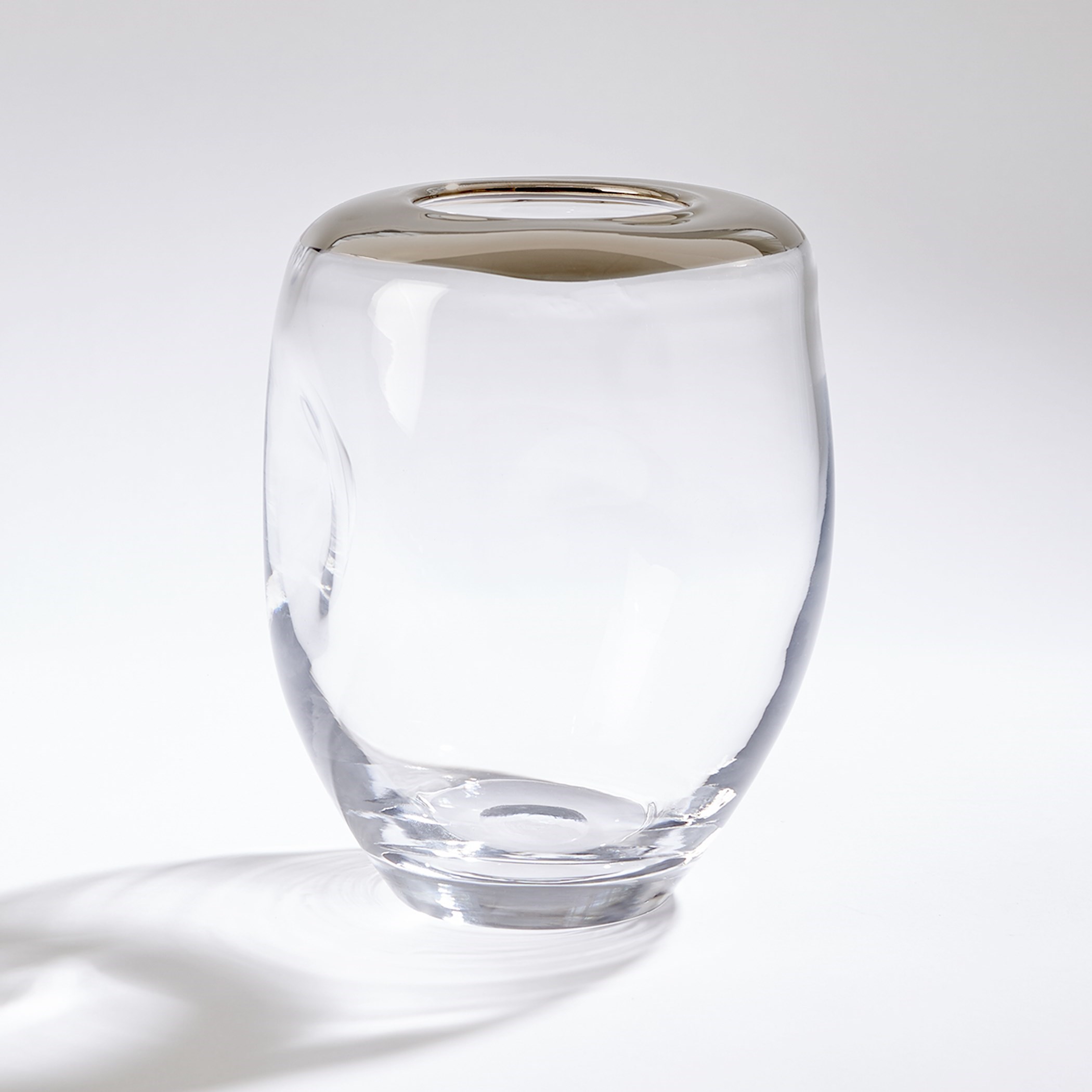 Organic Formed Medium Vase In Platinum Rim