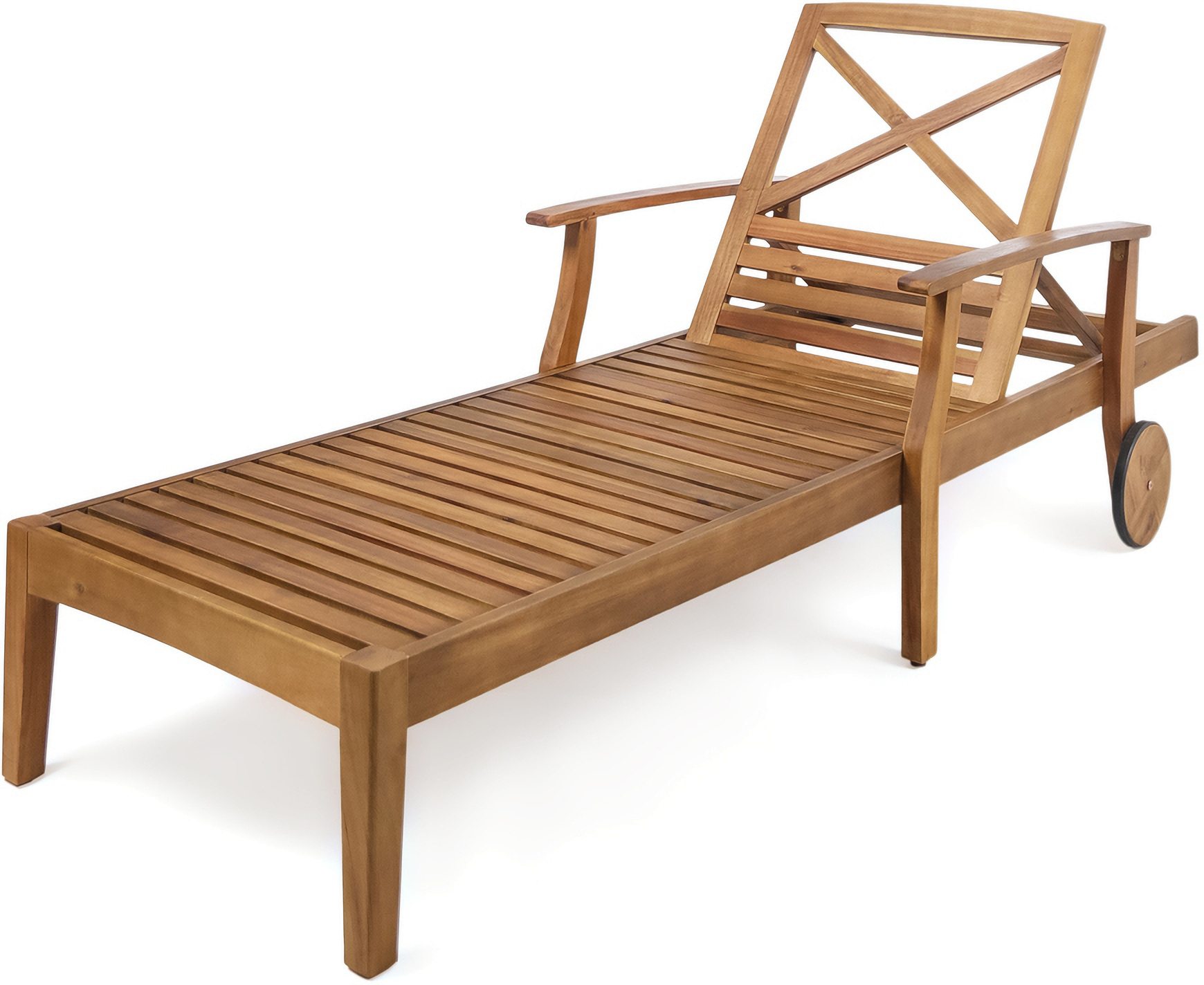 Outdoor Chaise Lounge with Adjustable Seating and Wheels In Teak by ...