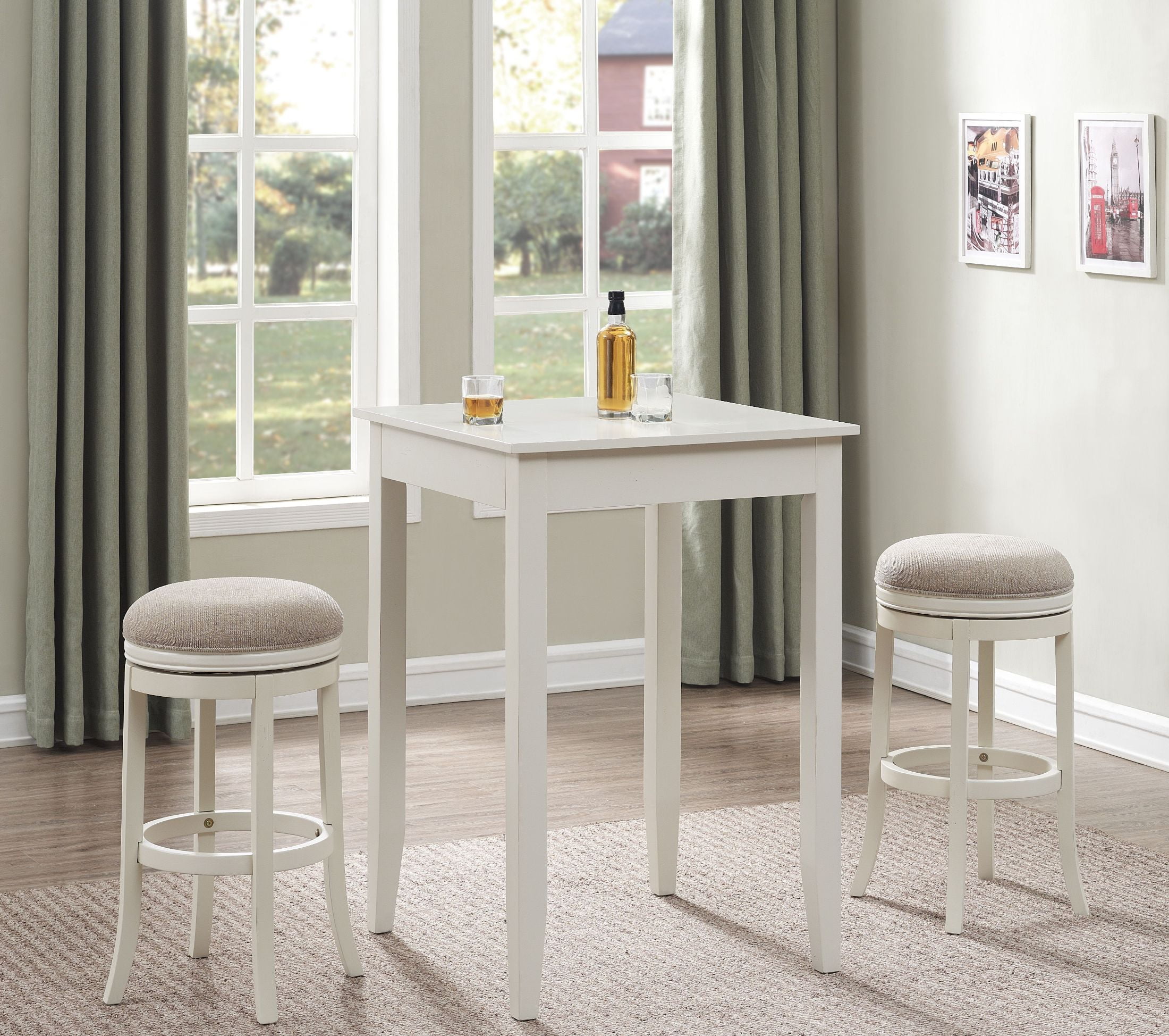 American Woodcrafters White Square Storage Pub Set With Backless Bar White Square Storage Pub Set With Backless Bar Stoolsa Image