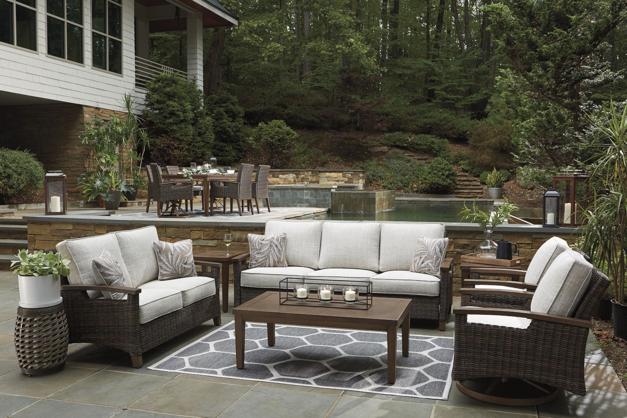 Paradise Trail Medium Brown Outdoor Living Room Set with 