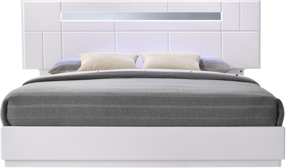Palermo White Lacquer Queen Platform Bed - 1StopBedrooms