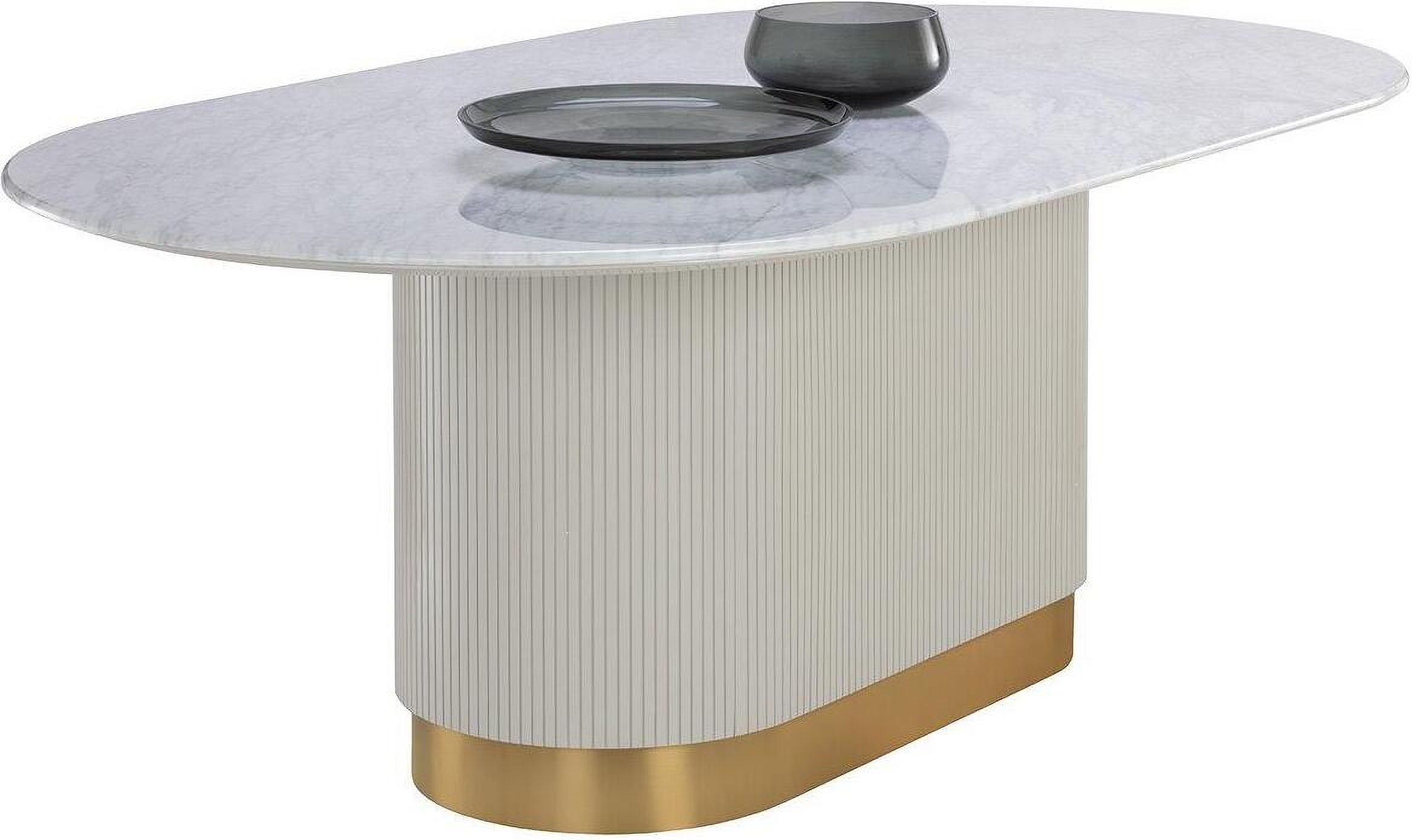 Paloma 84 Inch Dining Table In Oval And White Marble 1StopBedrooms